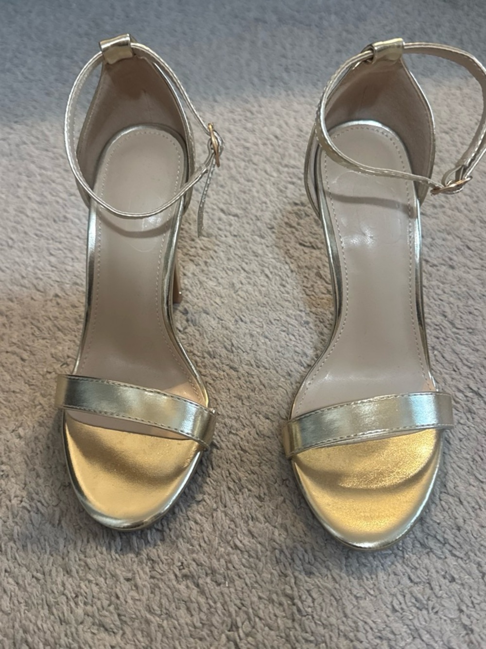 SHEIN Gold Metallic Ankle-Strap High Heels